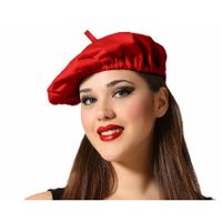 Atosa Carnaval verkleed hoed/baret in Franse stijl - rood - heren/dames - Frankrijk thema   -