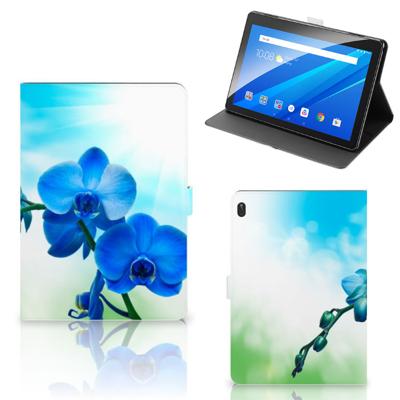 Lenovo Tab E10 Tablet Cover Orchidee Blauw - Cadeau voor je Moeder Lenovo Tab E10 Tablet Cover Orchidee Blauw - Cadeau voor je Moeder
