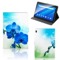 Lenovo Tab E10 Tablet Cover Orchidee Blauw - Cadeau voor je Moeder Lenovo Tab E10 Tablet Cover Orchidee Blauw - Cadeau voor je Moeder