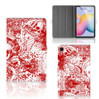 Tablettasje Samsung Galaxy Tab S6 Lite | S6 Lite (2022) Angel Skull Rood - thumbnail