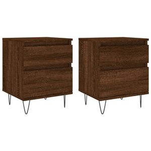 vidaXL Nachtkastjes 2 st 40x35x50 cm bewerkt hout bruin eikenkleur