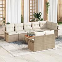 Tuinbankenset met kussen 9 pcs Beige poly rattan