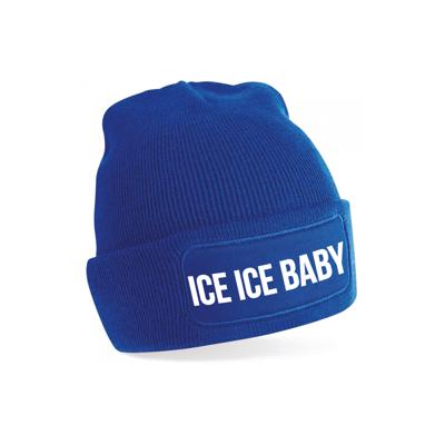Ice ice baby - wintermuts - unisex - one size - blauw - mutsen met coole tekst Ice ice baby - wintermuts - unisex - one size - blauw - mutsen met coole tekst
