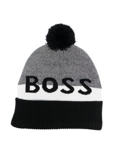 BOSS Kidswear bonnet rayé à logo imprimé - Noir