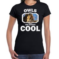T-shirt owls are serious cool zwart dames - uilen/ ransuil shirt 2XL  -