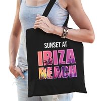 Sunset beach cadeau tasje Sunset at Ibiza Beach zwart voor dames - thumbnail