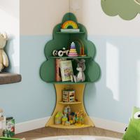 Boom-ontwerp Kinderboekenrek van Hout 5 Niveaus Kinderrek Speelgoedrek Groen