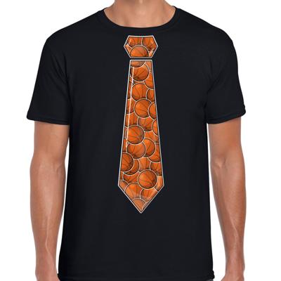 Cadeau T-shirt voor heren - basketbal stropdas - zwart - tennis sport fan