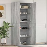 Schoenenkast met plank Grijs 80 x 35.5 x 180 cm Bewerkt hout