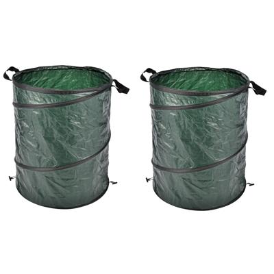 Pop-up tuinafvalzak - 2x - groen - 130 liter - afval - opruimen - vuilnis - tuinafval
