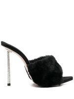 Le Silla mules Bella en fourrure artificielle 105 mm - Noir - thumbnail