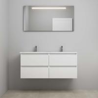 On-Line Badkamermeubelset - 120 cm - Voorgemonteerd - Acryl Wastafel - 2 Kraangaten - Spiegel met LED-Verlichting - Hoogglans Wit