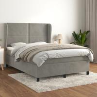Boxspring met matras fluweel lichtgrijs 140x190 cm