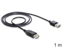 Delock USB-kabel USB 2.0 USB-A stekker, USB-A bus 1.00 m Zwart Stekker past op beide manieren, Vergulde steekcontacten, UL gecertificeerd 83370