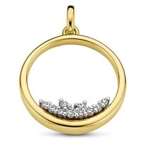 Hanger Cirkel geel-en witgoud-diamant 0.115 ct Hsi wit 18,5 x 25 mm