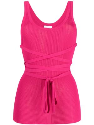 P.A.R.O.S.H. haut nervuré à taille ceinturée - Rose