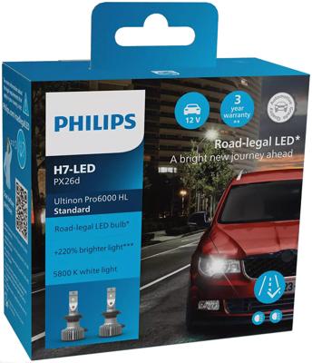 Philips Hoofdlamp "ultinon pro6000 standard". lamp set 12v h7 led stan ultinon pro6000