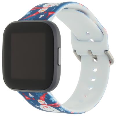 Fitbit Versa Print Sport Band - Kerst Sneeuwpop Blauw Fitbit Versa Print Sport Band - Kerst Sneeuwpop Blauw