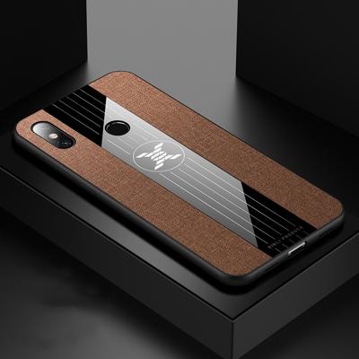 Voor Xiaomi mi Max 3 XINLI stiksels doek textuur schokbestendige TPU beschermhoes (bruin)