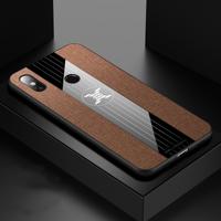 Voor Xiaomi mi Max 3 XINLI stiksels doek textuur schokbestendige TPU beschermhoes (bruin)