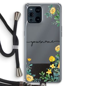 Gele bloemen: Oppo Find X3 Transparant Hoesje met koord