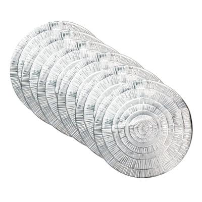 Krist+ Placemat - Set van 12x stuks - metallic zilver - rond - D38 cm - kunststof - Voor o.a. Kerstm