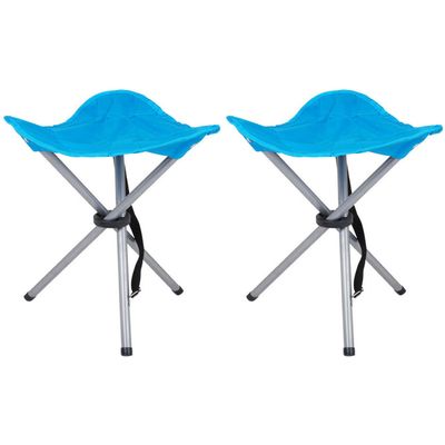 Urban Living bijzet krukje/stoeltje - 4x - Opvouwbaar - Camping/outdoor - D32 x H43 cm - Blauw