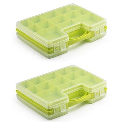 Plasticforte Opbergdoos - 3x - lime groen - kunststof - 28 x 21 cm - opbergbox/sorteerdoos