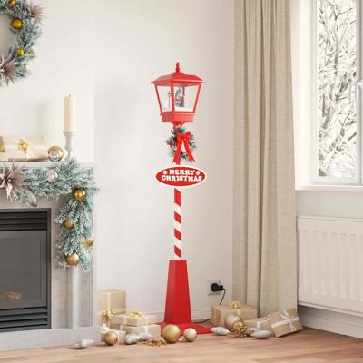 Kerststraatlamp met lantaarn Rood 40.5x40.5x180cm Metaal Kerststraatlamp met lantaarn Rood 40.5x40.5x180cm Metaal