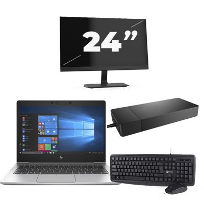 HP EliteBook 735 G6 - AMD Ryzen 5 PRO 3500U - 13 inch - 16GB RAM - 256GB SSD - Windows 10 + 1x 24 inch Monitor