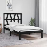 Bedframe massief grenenhout zwart 75x190 cm