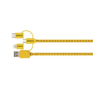 Schwaiger USB-kabel USB 2.0 USB-A stekker, USB-C stekker, Apple Lightning stekker, USB-micro-B stekker 1.20 m Zwart, Geel Met metermarkering WKU310 511