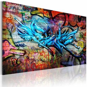 Schilderij - Anonieme Graffiti , multikleur , wanddecoratie , premium print op canvas