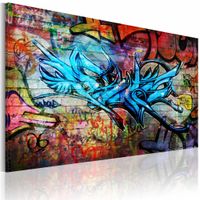 Schilderij - Anonieme Graffiti , multikleur , wanddecoratie , premium print op canvas - thumbnail