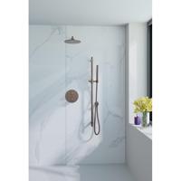 Fortifura Calvi Inbouw Regendoucheset - rond - thermostatisch - wandarm - glijstang - 25cm hoofddouche - staaf handdouche - gladde slang - Geborsteld koper PVD (Koper) SW799407/SW970041/SW970043/SW1183048/SW970046/SW97