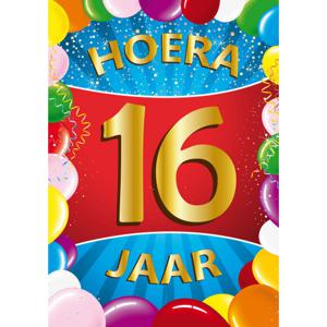 16 jaar verjaardag versiering poster - 59 x 84 cm - leeftijd feestartikelen