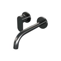 Brauer Gunmetal Edition Wastafelmengkraan inbouw - gebogen uitloop rechts - hendel breed plat - model C2 PVD - geborsteld gunmetal 5-GM-083-B3-65 - thumbnail