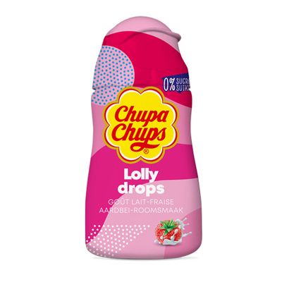 Chupa Chups - Lolly drops Aardbei-Roomsmaak (Geconcentreerde limonadesiroop) - 12x 48ml