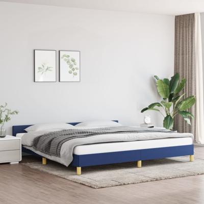 Bedframe met hoofdeinde stof blauw 200x200 cm