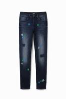 Push-up skinny jeans met borduursels - BLUE - 42