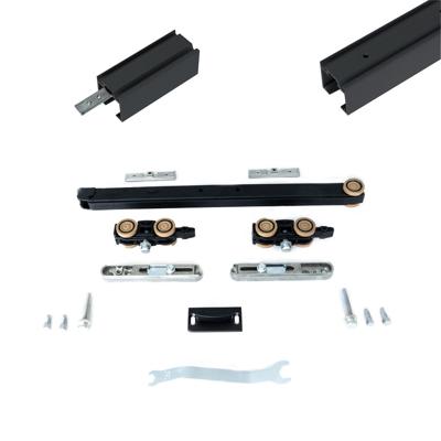Xperta set 3m rail - Zwart - Plafond opbouw - Enkele deur - Deurdikte 50-55mm - Dubbele softclose - opbouw
