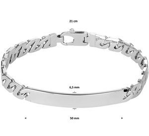 TFT Graveerarmband Zilver Gourmet Plaat 6,5 mm 21 cm