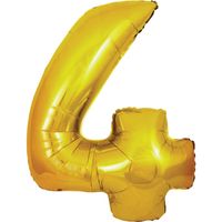 Cijfer ballon in goud 4 - thumbnail