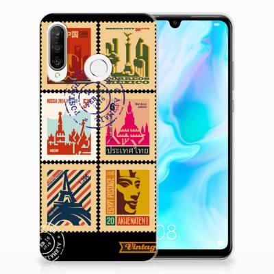 Huawei P30 Lite | Silliconen Back Cover | Postzegels