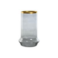 Kaarshouder Home ESPRIT Blauw Gouden Kristal 17 x 17 x 28 cm