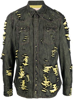 Marni chemise en jean à effet usé - Noir