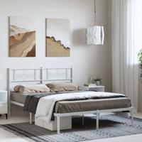 Bedframe met hoofdbord metaal wit 135x190 cm