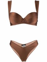 Noire Swimwear bikini satiné à balconnets - Marron - thumbnail