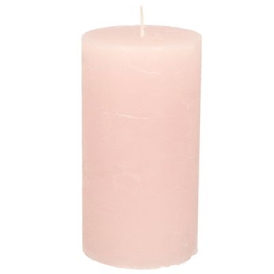 Stompkaars/cilinderkaars - licht roze - 7 x 13 cm - rustiek model