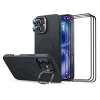 iPhone 16 Cloud Soft Case with Stash Stand Protection Bundle - Black